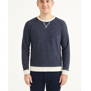 Eight + Sand French Terry Nautical Crewneck Pullover Navy/Cream Size Large